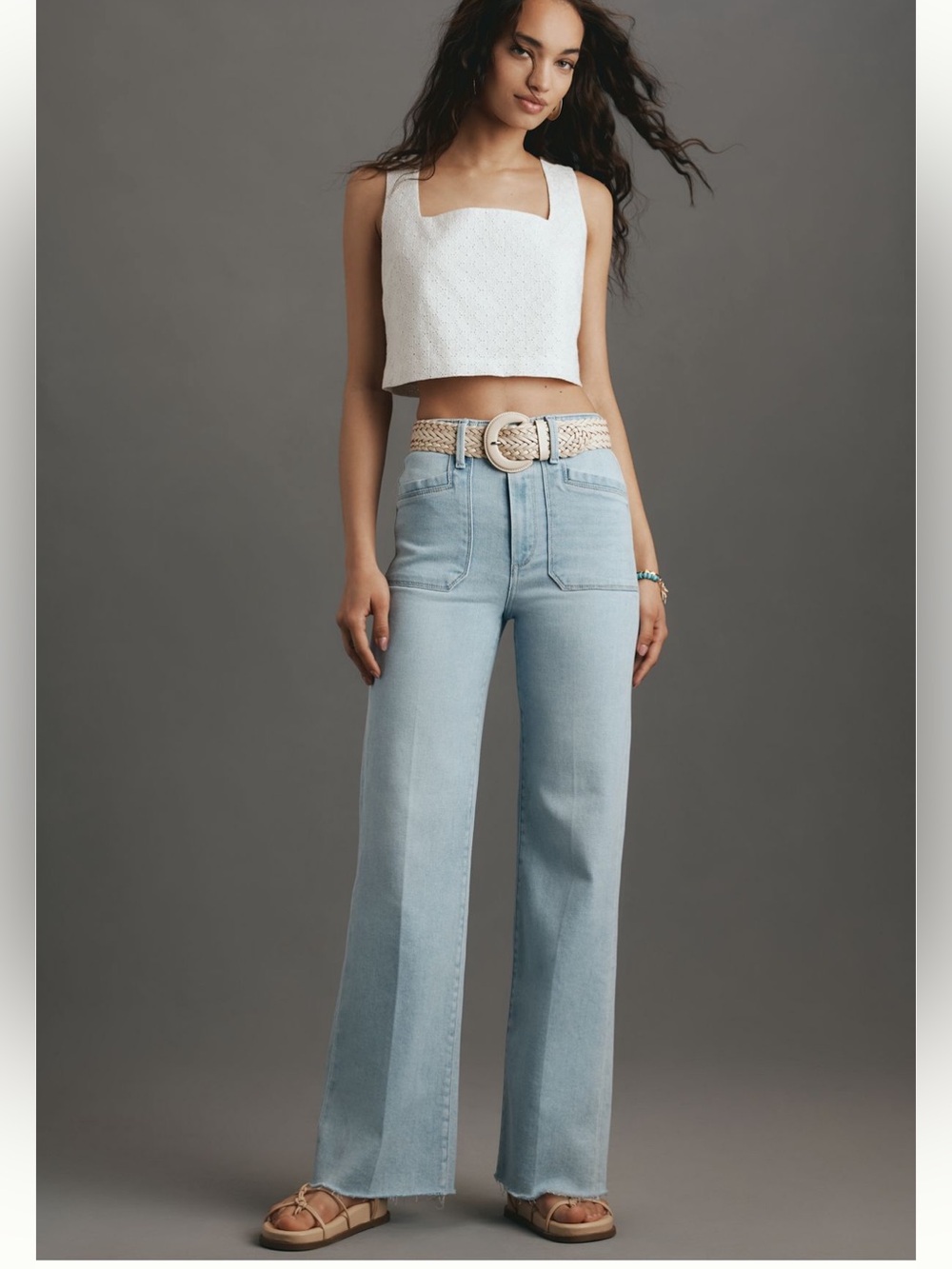 PAIGE Anessa Light Blue High-Rise Wide Leg Jeans
